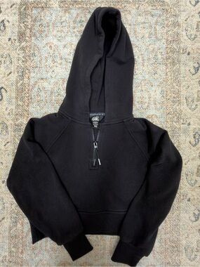 Athleta Girl Black Half-Zip Cropped Hoodie Jacket size XS/6